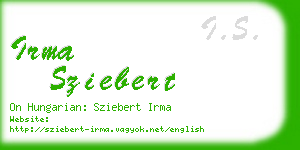 irma sziebert business card